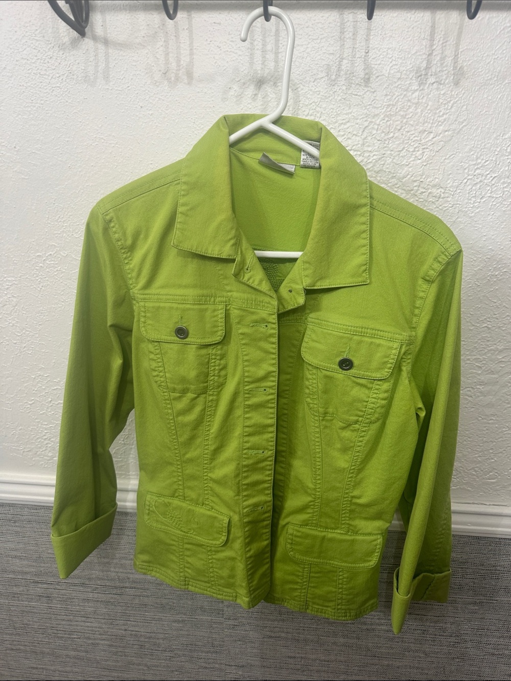 Chico's Neon Lime Utility Jacket